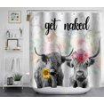 thumbnail image 3 of 4PCS Highland Cow Shower Curtain Set, Sunflower American Flag Barn Motivational Quotes Cattle Bull Farm Animal Country Rustic Farmhouse Bathroom Decor, Fabric Shower Curtain, Non-slip Bath Mat, 3 of 8