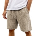 thumbnail image 4 of PIMSSY Men Shorts Fashion Washed Distressed Loose Fit Drawstring Shorts Summer Casual Cropped Shorts Solid Color Outdoor Male Cozy Bottoms, 4 of 4