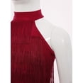 thumbnail image 5 of vastwit Kids Girls Latin Dance Tassel Shirt Sleeveless Layered Fringe Crop Top Samba Tango Ballroom Dancewear Burgundy 10, 5 of 7