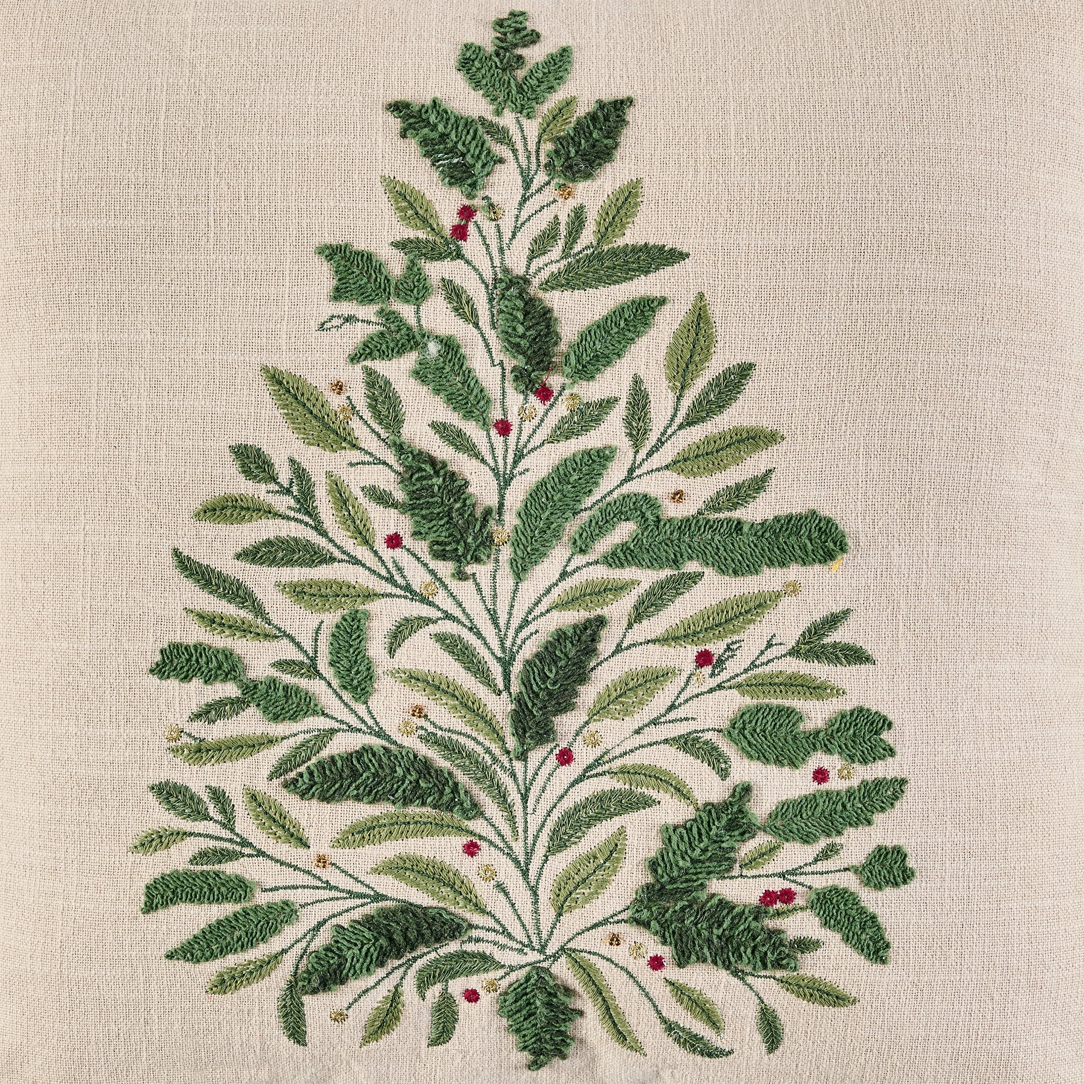 Better Homes & Gardens 20x20 Green Embroidered Holiday Tree Throw Pillow