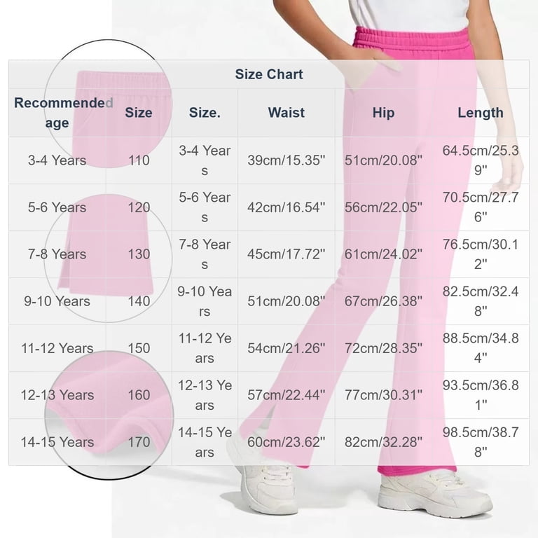 Cekizud Girls Solid Color Split Yoga Flare Pants with Pockets Elastic ...