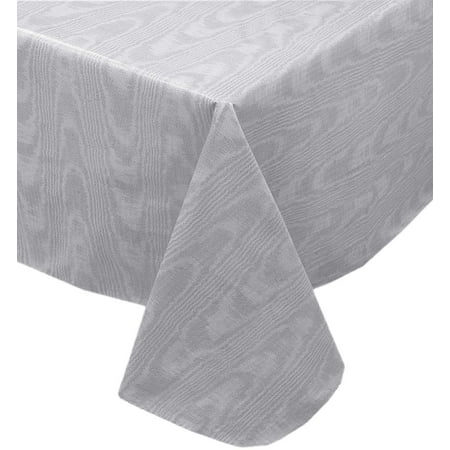 

Newbridge Gray Moire Wavy Solid Color Print Heavy Gauge Vinyl Flannel Backed Tablecloth Hotel Quality Heavyweight Wipe Clean Easy Care Tablecloth 60 Inch x 84 Inch Oblong/Rectangle