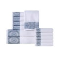 thumbnail image 2 of Superior Medallion Cotton 12 Piece Towel Set, White/ Navy Blue, 2 of 8