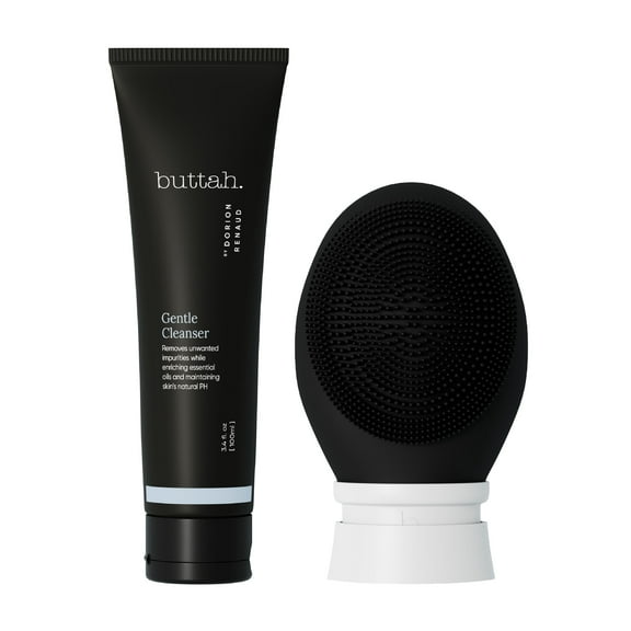 Buttah Skin by Dorion Cleanse   Vibe Brush Kit | Vibe Cleansing Face Brush | Buttah Facial Cleanser 3.4oz | 2-Speed Sonic Pulsating - Gentle Exfoliation - Water Resistant