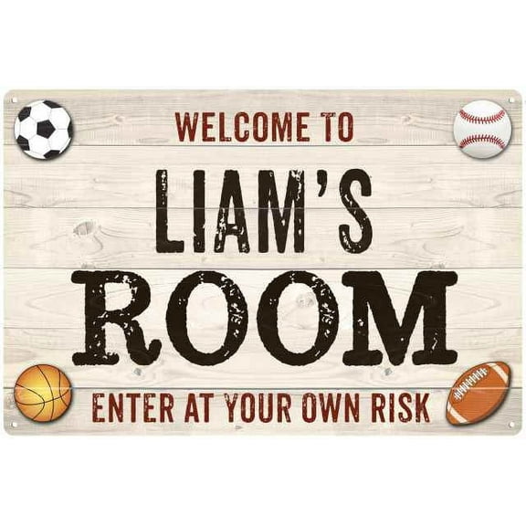 LIAM'S Room Kids Bedroom Sign Boy's Gift 8x12 Metal 108120090105