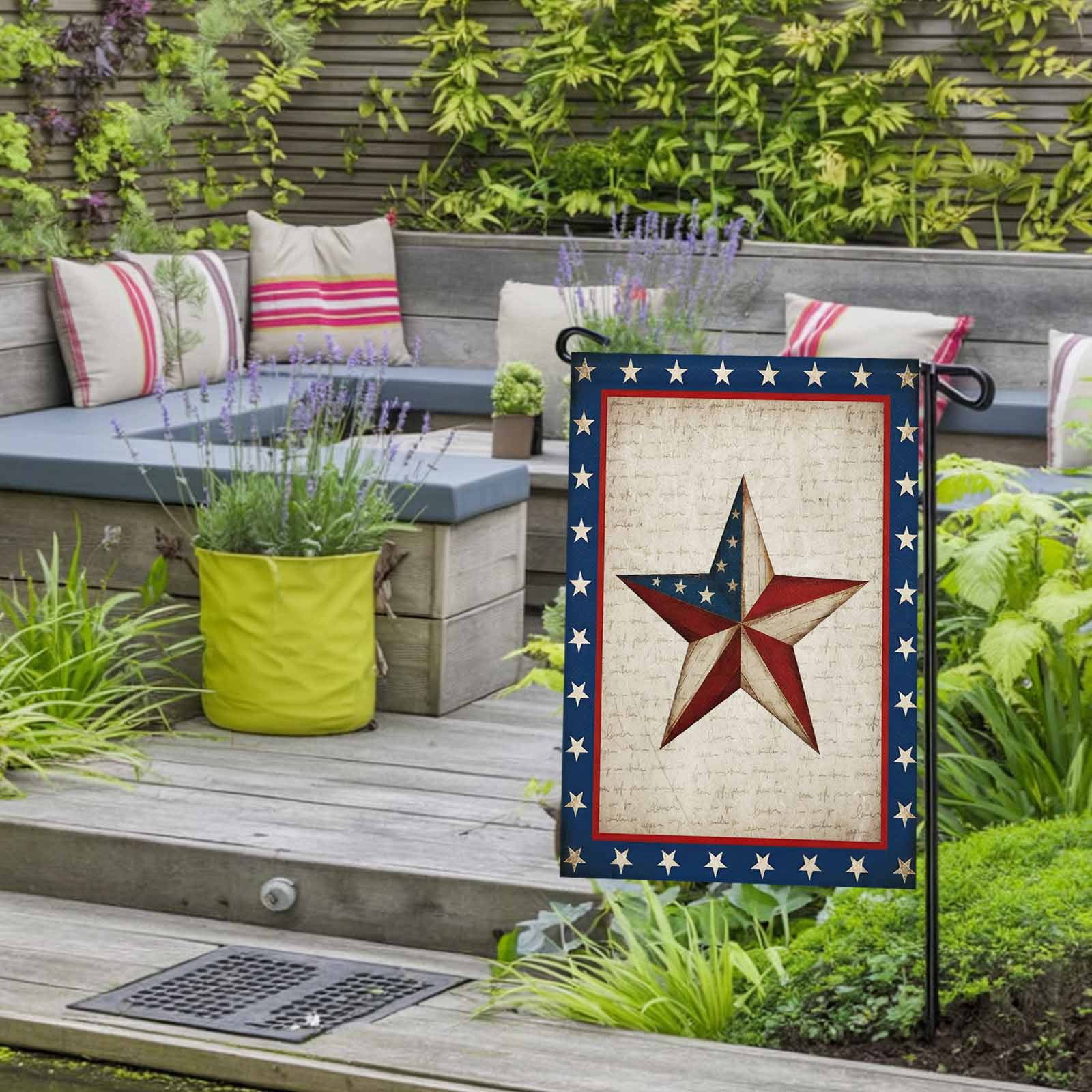 4th of July Garden Flags Patriotic Star Stripes Garden Flag Double Sided Welcome Flag Red White and Blue Independence Day Yard Flags for Outdoor Lawn Porch Memorial Day Holiday Decor 28x40 Inch