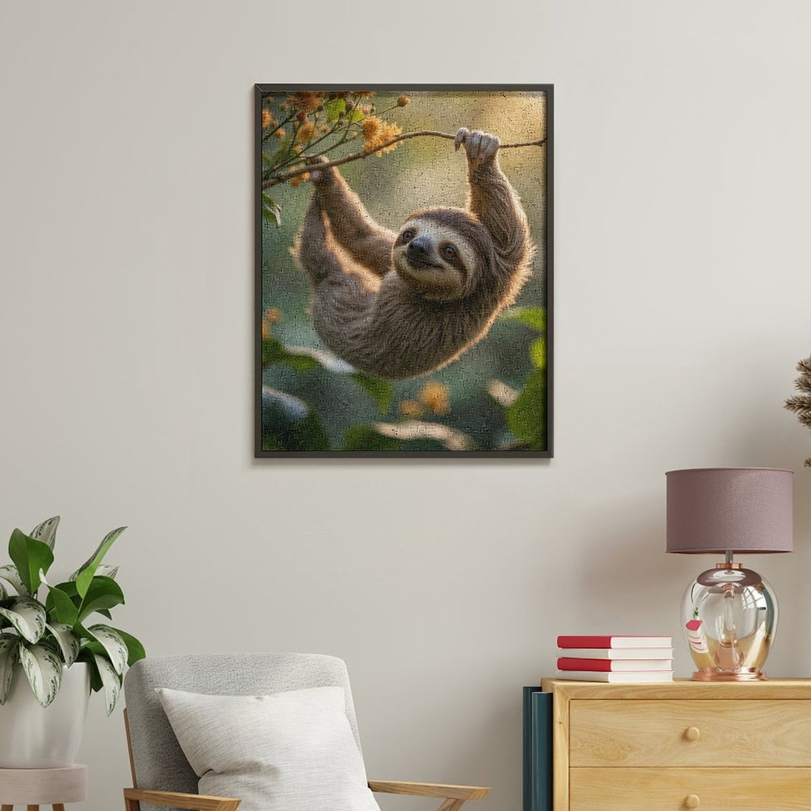 Paint by Numbers Kit for Adults, Hanging Sloth In Sunlit Tree Paint by Numbers, Easy Paint by Numbers Kit for Adults Beginner, DIY Adult Paint by Number Kits on Canvas, Home Decor