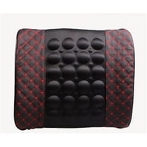 Electric Car Massage Lumbar Back Support Cushion seat Massager Pillow for Office Chair PU Leather(D)