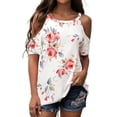thumbnail image 2 of Summer Dresses for Women 2022, Women's Mini Dress Color Block V Neck Short Sleeve Casual Loose Shift Dresses Holiday Boho Vintage T Shirt Dresses, 2 of 6