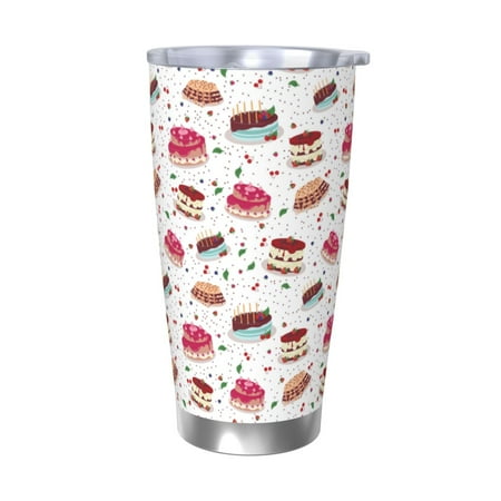 

Zeuib Birthday Cake Printed 20oz Stainless Steel Insulated Car Cup Stainless Steel Thermal Cup Vacuum Insulated Leak-proof Travel Mug Cup-Without Straw