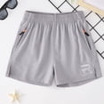 thumbnail image 5 of Girls Shorts with Multi Zipper Pockets Quick Dry Cooling Sweatshorts Elastic Waist Athletic Sports Casual Pant (8Y, Gray), 5 of 8