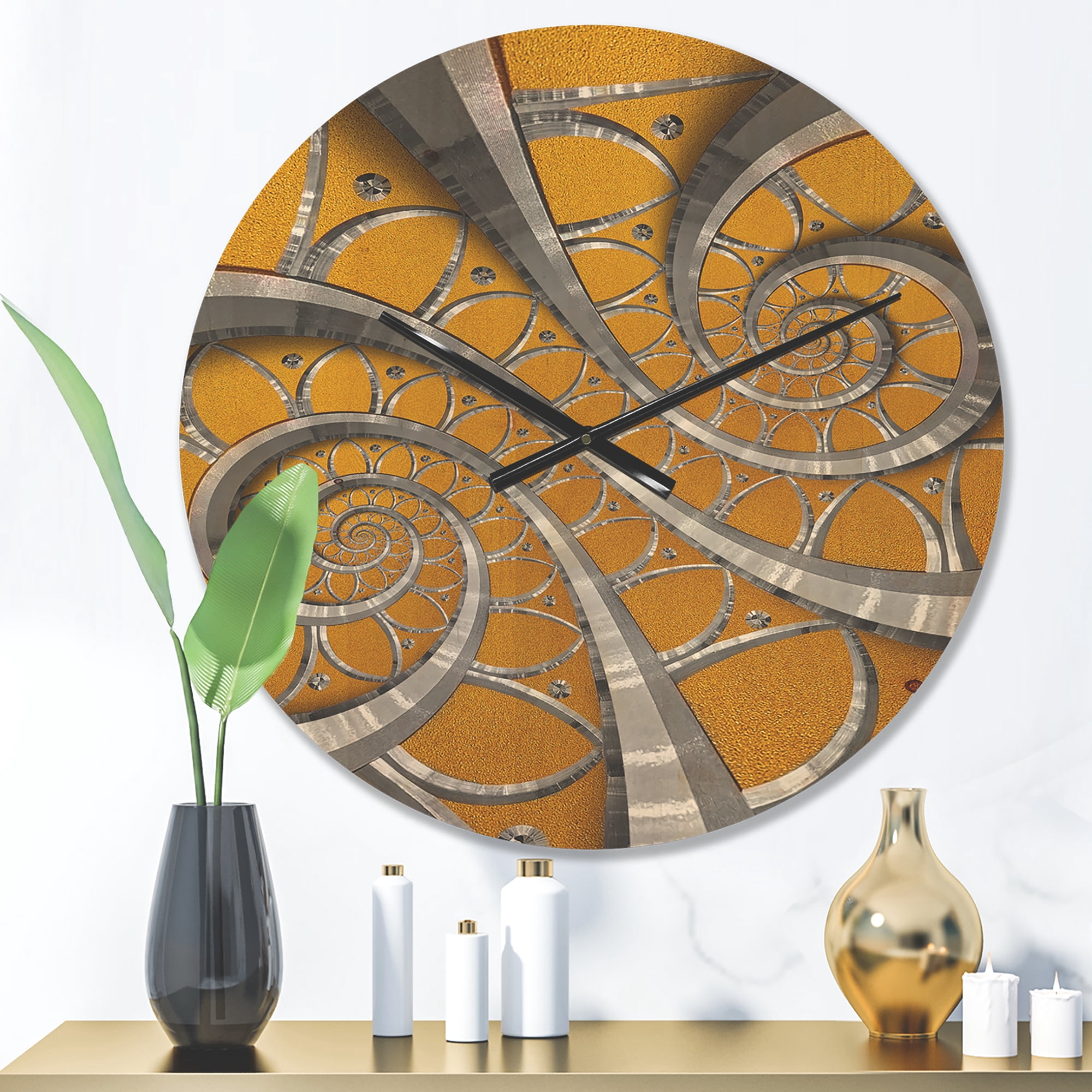 Designart 'Antique Style Time Spiral I' Modern Wood Wall Clock