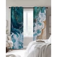 thumbnail image 3 of Teal Blue Blackout Curtains for Bedroom Living Room, Gradient Sea Wave Abstract Ocean Beach Scenery 54 In Long Thermal Insulated Room Darkening Drapes Grommet Window Treatments, 52 x 54 In, 3 of 9