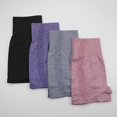 thumbnail image 5 of Conjuntos de entrenamiento de yoga acanalados sin costuras para mujeres 2 piezas trajes de gimnasio sin mangas de cintura alta pantalones cortos trajes fitness correr, 5 of 5