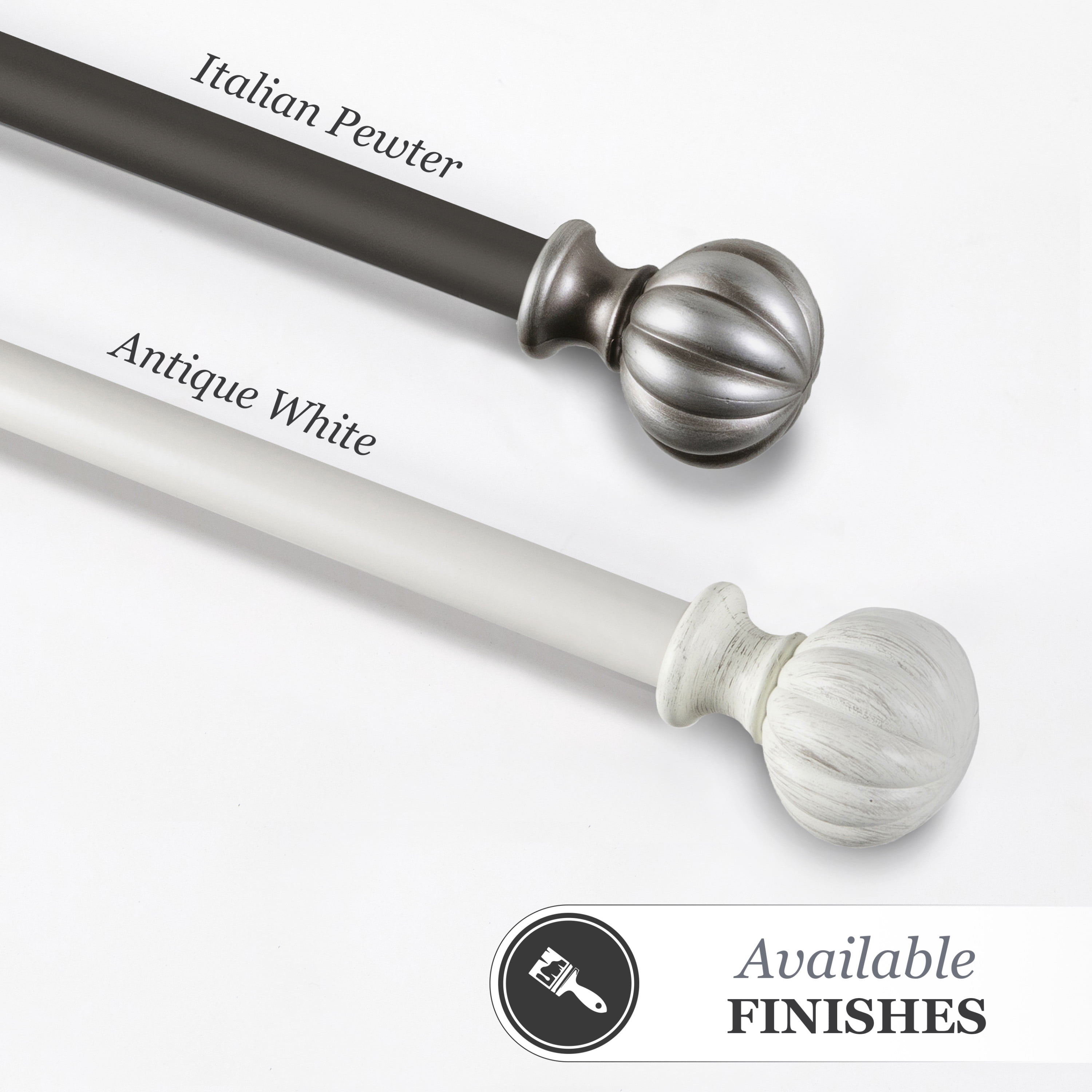 Kenney 0.62" Pewter Ball Adjustable Single Curtain Rod Set, 28"-48"