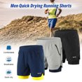 thumbnail image 4 of Pantalones cortos de running 2 en 1 para hombre, secado rápido, transpirables, activos, 4 of 7
