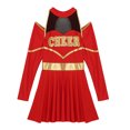 thumbnail image 4 of Aislor Womens Schoolgirls Cheering Uniform Cold Shoulders Dress Cheer Leader Costume Red L, 4 of 7