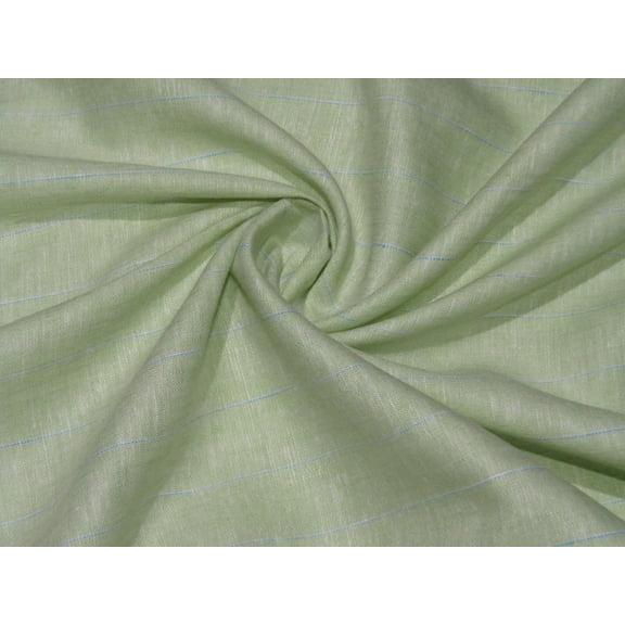 100% Linen pastel green and blue stripe 60's Lea Fabric 58" wide [10792]