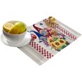 thumbnail image 2 of Patriotic 4th of July Gnomes Placemats Set of 6, Independence Day Decorations Rustic Polyester Stain Resistant Washable Table Mats for Kitchen Dining Table-Americana Flag Red White Check Blue Stars, 2 of 6