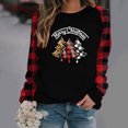 thumbnail image 2 of Long Sleeve Round Neck Christmas T-Shirt for Women Merry Christmas Buffalo Plaid Raglan Holidays Baseball Tee Tops, 2 of 5