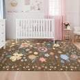 thumbnail image 3 of Washable Area Rug Non Slip, 9' x 12' Ultra Soft Low Pile Boho Floral Carpet for Living Room Bedroom, Polyester with TPR Backing, 3 of 8