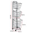 Removable 3 Tier Metal Rolling Laundry Basket Cart,Large Capacity Wire