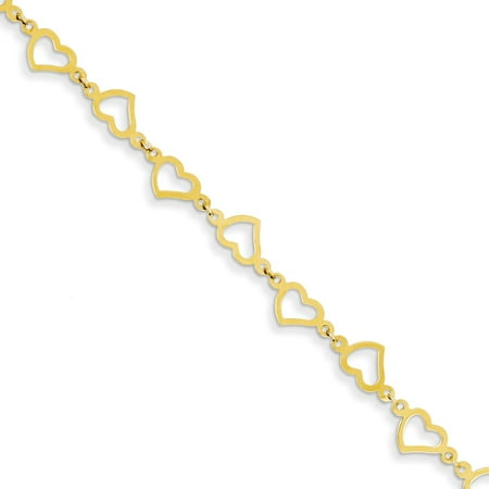 Roy Rose Jewelry 14K Yellow Gold Flat Open Hearts Bracelet ~ Length 7.5'' inches