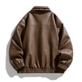 thumbnail image 5 of RYDCOT Leather Jacket Men Black Faux Leather Jackets Mens Moto Biker Button Zipper Coat Outwear Windproof Brown, 5 of 5