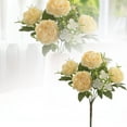 thumbnail image 2 of 6PCS Realistic Flower Bouquet - Lifesize Floral Arrangements with Long Stems - Artificial Peonies & Hydrangeas for Wedding, Living Room & Table Decor, 2 of 5