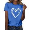thumbnail image 1 of Hauts pour Femmes Saint-Valentin Manches Courtes Imprimé Cœur Col Rond T-Shirt Décontracté Bleu TTTG, 1 of 6