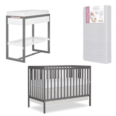 Dream On Me Nursery Essentials Bundle of Dream On Me Synergy 5 in 1 Convertible Crib, Dream On Me Arlo Changing-Table, with a Dream On Me Honeycomb Orthopedic Firm Fiber Standard Crib Mattress