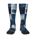 thumbnail image 1 of Gaeub Chaussettes Patchwork Indigo Design Imprimé Chaussettes Hautes Extensibles pour Hommes Femmes Adolescents, Chaussettes de Softball Soccer pour Randonnée, Sport, 1 of 6