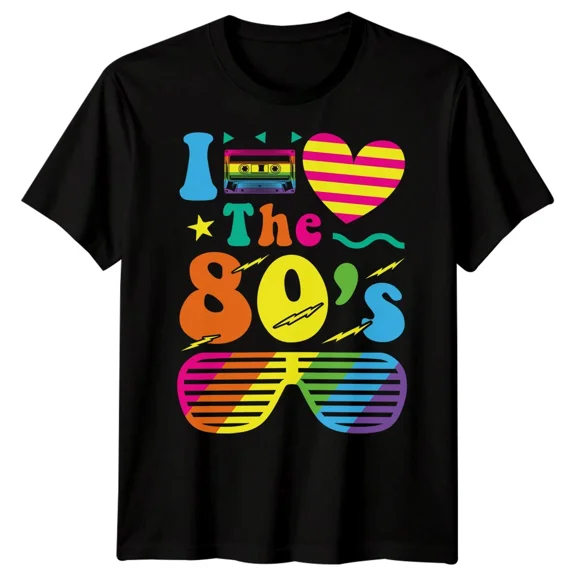 I Love The 80s 1980s Culture Decades Mens Graphic Tee Retro Cassette Shades