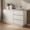 thumbnail image 3 of Hassch Storage Cabinet, Buffet Sideboard with 2 Doors and 3 Drawers, Accent Storage Cabinet, Modern Console Table, Coffee Bar Cabinet for Living Room, Entryway, White, 3 of 11