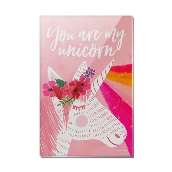 You are my Unicorn Flowers Rainbow Horn Rectangle Acrylic Fridge Refrigerator Magnet