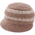 thumbnail image 1 of LinYooLi Bucket Hat for Women Knitted Plush Fisherman Hat Ear Protection Warm Bowler Hat Fashion Color Block Arrow Design, 1 of 8