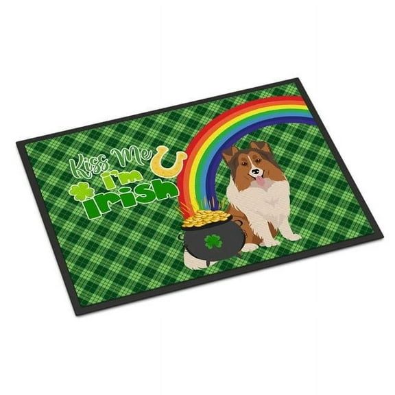 Sable Sheltie St. Patrick's Day Indoor or Outdoor Mat 24x36 36 in x 24 in