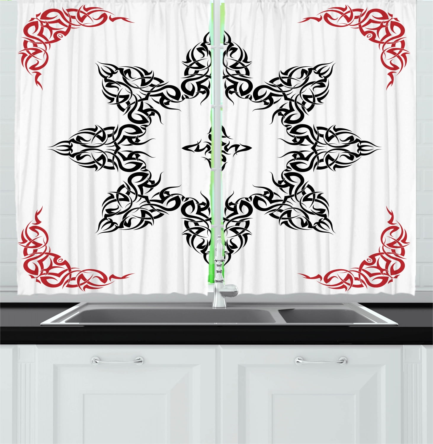 Tribal Curtains 2 Panels Set, Ethnic Style Tattoo Circular ...