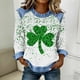 thumbnail image 1 of TaTaai 2026 Spring St Patrick Day Solid Color Top for Women Long Sleeve Patchwork Round Neck Casual Blouse Soft Comfy Shirt Daily Holiday Celebration Outfits Gift, 1 of 5