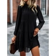 thumbnail image 4 of Alove Women Long Sleeve Ruffled Edge Small High Neck Layered Mini Doll Dress Casual Loose A-line Temperament Dress, 4 of 8