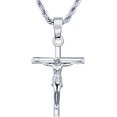 thumbnail image 1 of HAHDAXIA Crucifix Cross Necklace 18K Gold Plated Cross Pendant with 3mm 22" Rope Chain for Men Women, 1 of 5