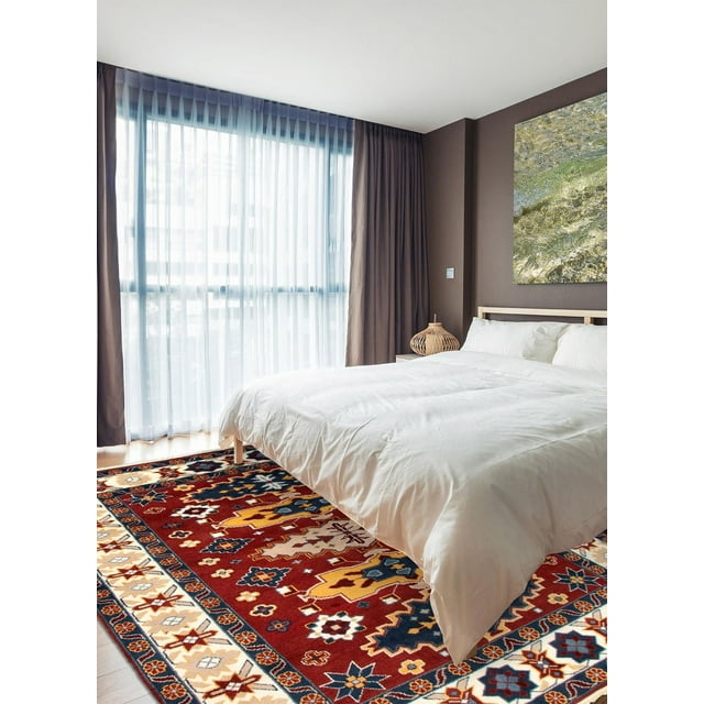 ECARPETGALLERY 100% Wool Traditional Indoor Area Rug for Entrance, Bedroom, Living Room and Dining Room