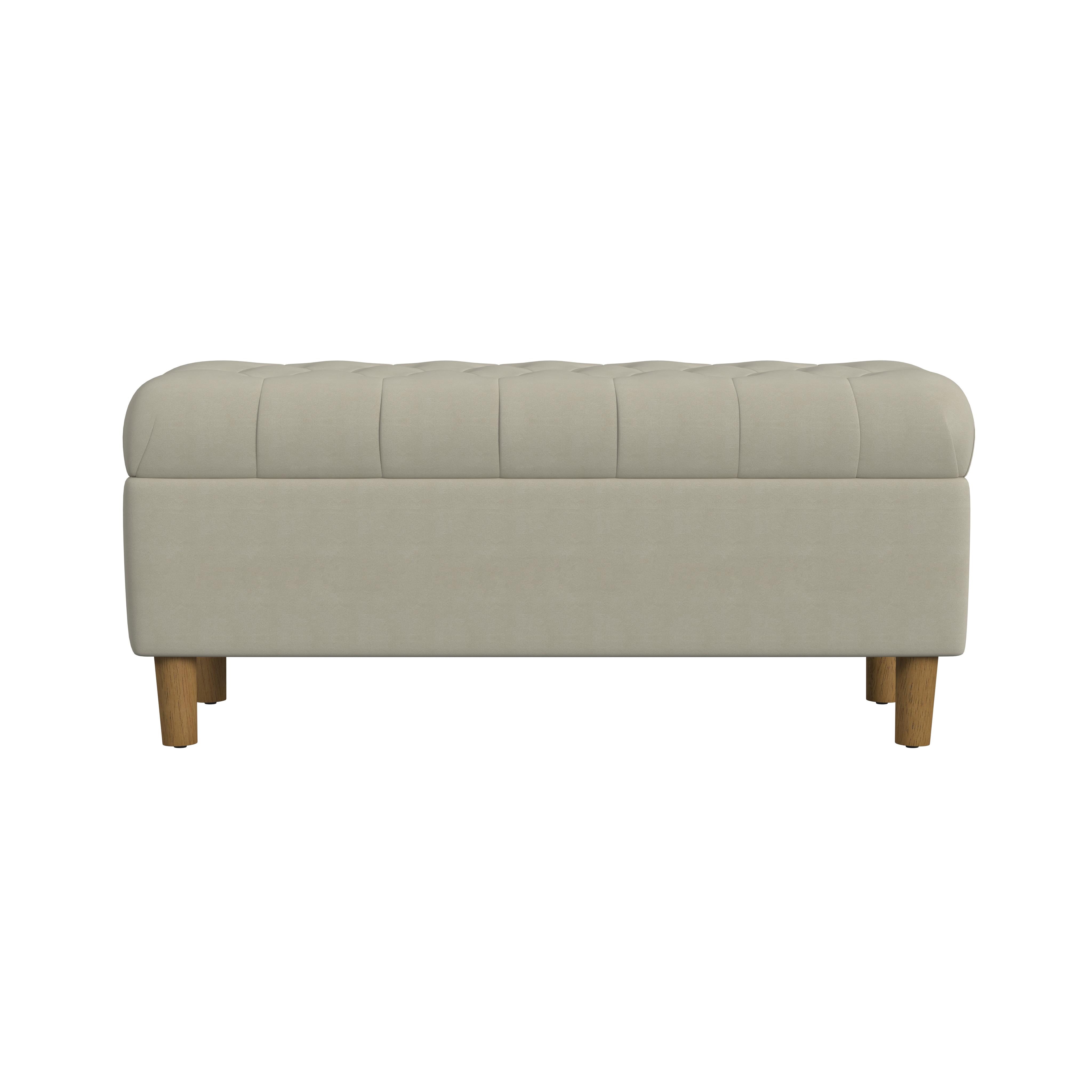 HomePop Button Tufted Storage Bench, 40"W x 18"D x 18"H, Fawn Velvet