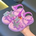 thumbnail image 2 of Zofedap Girls Sandals Toddler Shoes Baby Girls Cute 2025 Fashion Solid Color Bow Non-slip Soft Sole Beach Sandals Purple for 13.5, 2 of 5