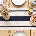 thumbnail image 6 of Sm:)e Dark Blue Farmhouse Woven Rustic Hollow Table Runner, Boho Table Runner, Dining Kitchen Home Decor, 12x108 Inch, 6 of 12