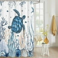 thumbnail image 4 of Fabric Shower Curtain, Summer Sea Turtle Ocean Coral Seaweed Starfish Conch Shower Curtains with 12 Hooks Waterproof Machine Washable Bath Curtains for Bathroom,54 x 78in, 4 of 6