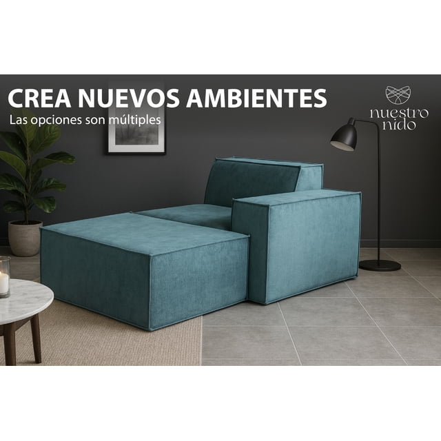 Sillón Modular Tipo Chaise con Descansabrazos Izquierdo Tapizado Moderno para Sala