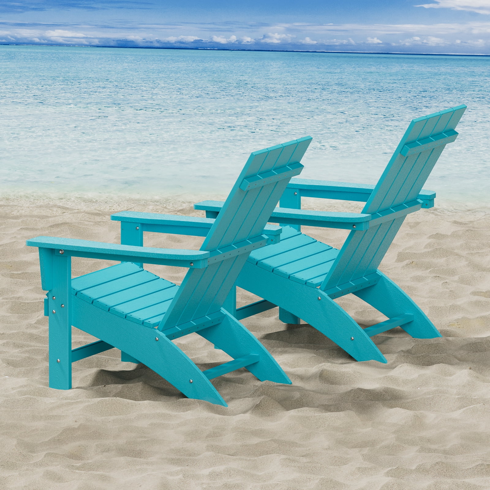 Garpans Adirondack Chair All Weather Outdoor Adirondack Chair HDPE Outdoor Chair for Patio Front Porch Pool Garden Deck Fire Pit Outside, Turquoise