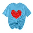 thumbnail image 2 of Offres de Vacances Iumwxz Chemises de la Saint-Valentin Tunique Plissée Décontractée Hauts de Sortie Blouse à Imprimé Cœur Col Rond Manches Courtes Tee Tops pour Dames Tendance Travail, 2 of 4
