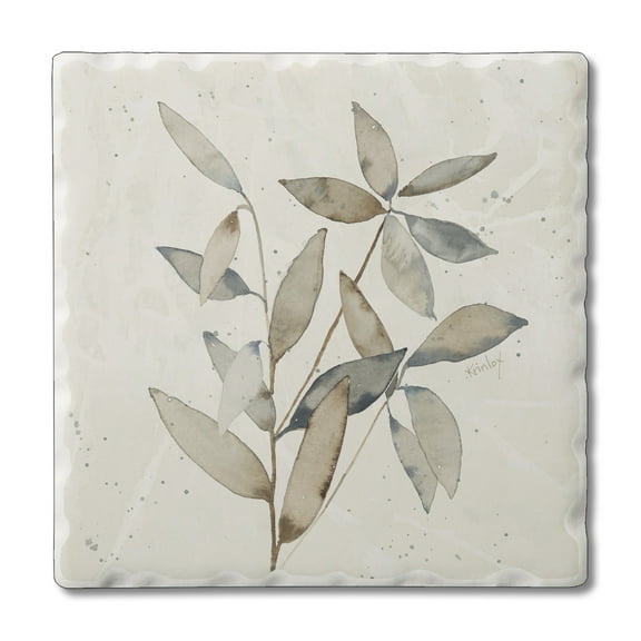 Thirstystone "Neutral Botanicals II" Single Stone Tumbled Tile Coaster